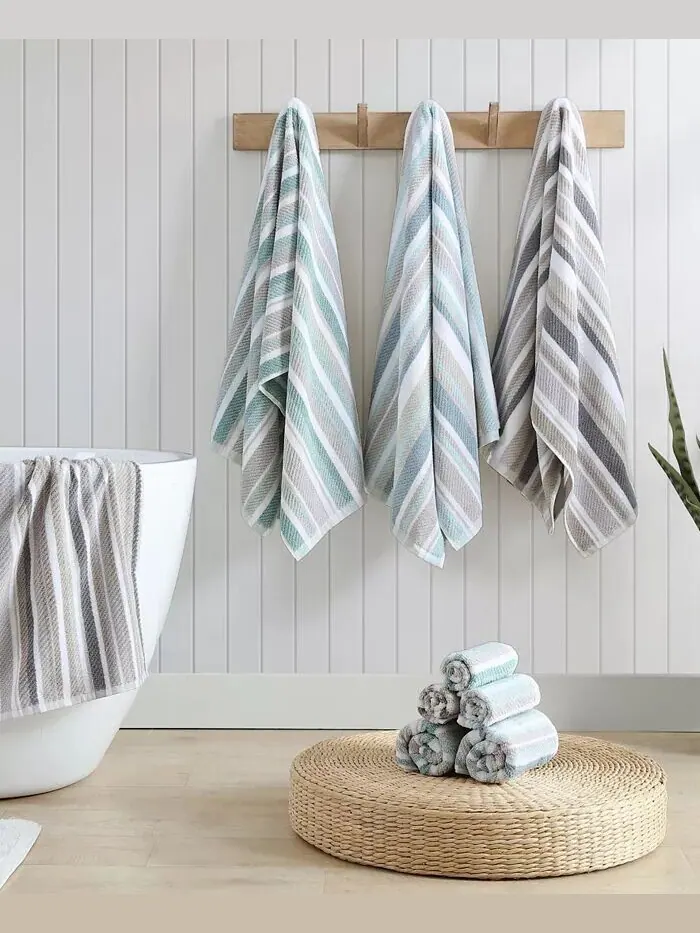 Набор полотенец Tommy Bahama Home Ocean Bay в полоску, 3 шт — изображение 7 из 11, серый