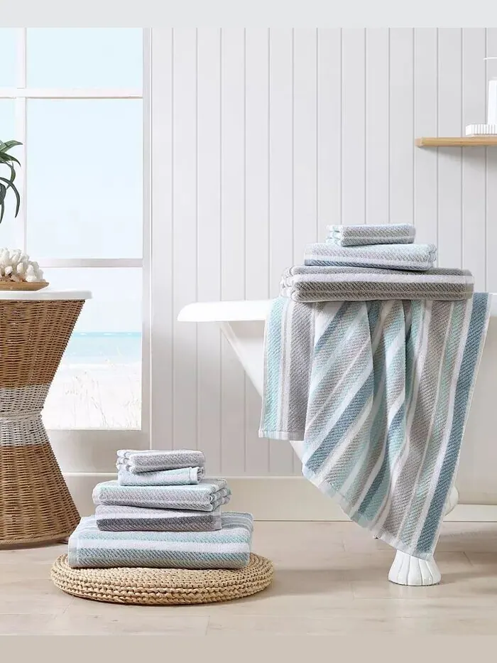 Набор полотенец Tommy Bahama Home Ocean Bay в полоску, 3 шт — изображение 8 из 11, серый