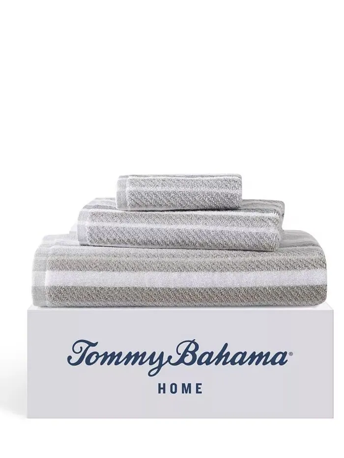Набор полотенец Tommy Bahama Home Ocean Bay в полоску, 3 шт — изображение 9 из 11, серый