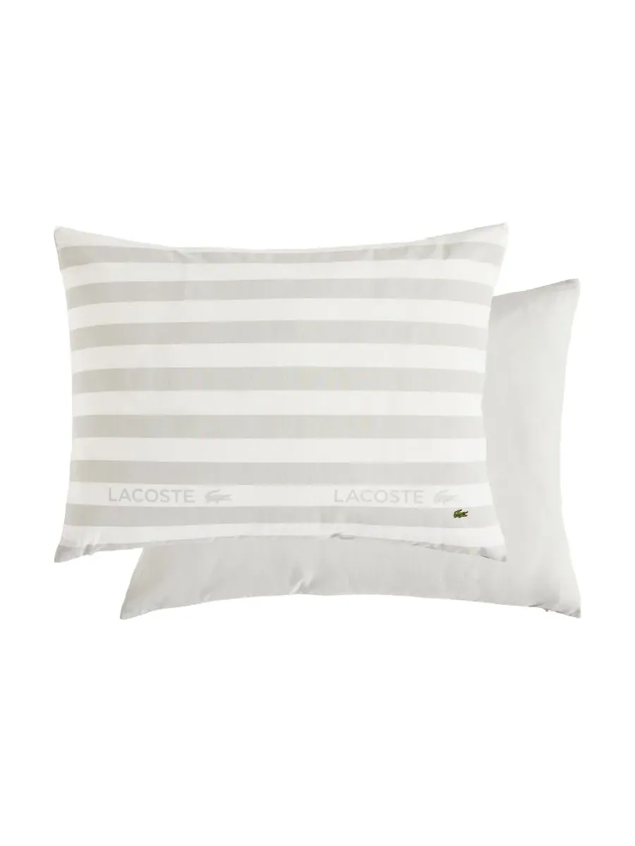 Комплект постельного белья Court Stripe из 3 предметов, размер King Lacoste Home — изображение 4 из 5, серый