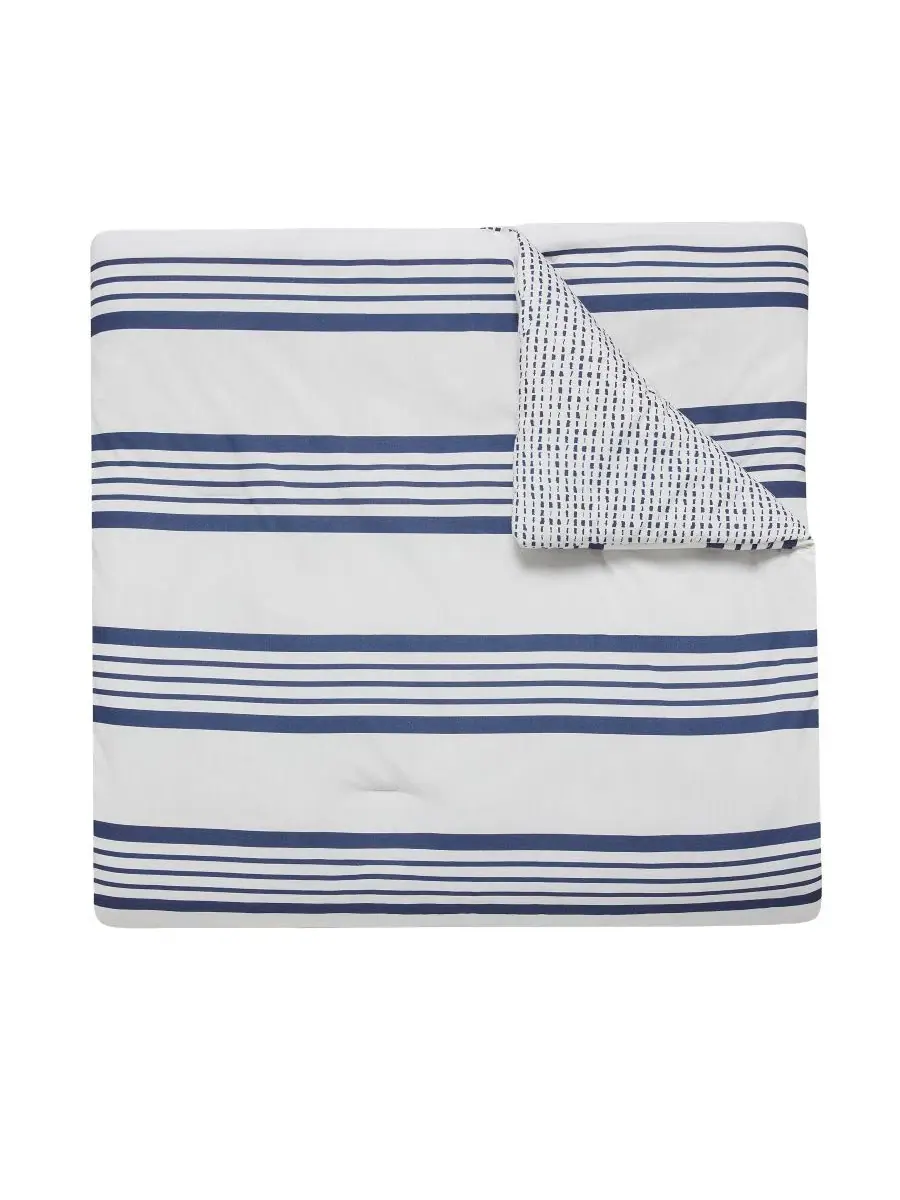 Комплект стеганого одеяла Archer Stripe, 4 предмета, Twin Anne Klein — изображение 5 из 14, темно-синий