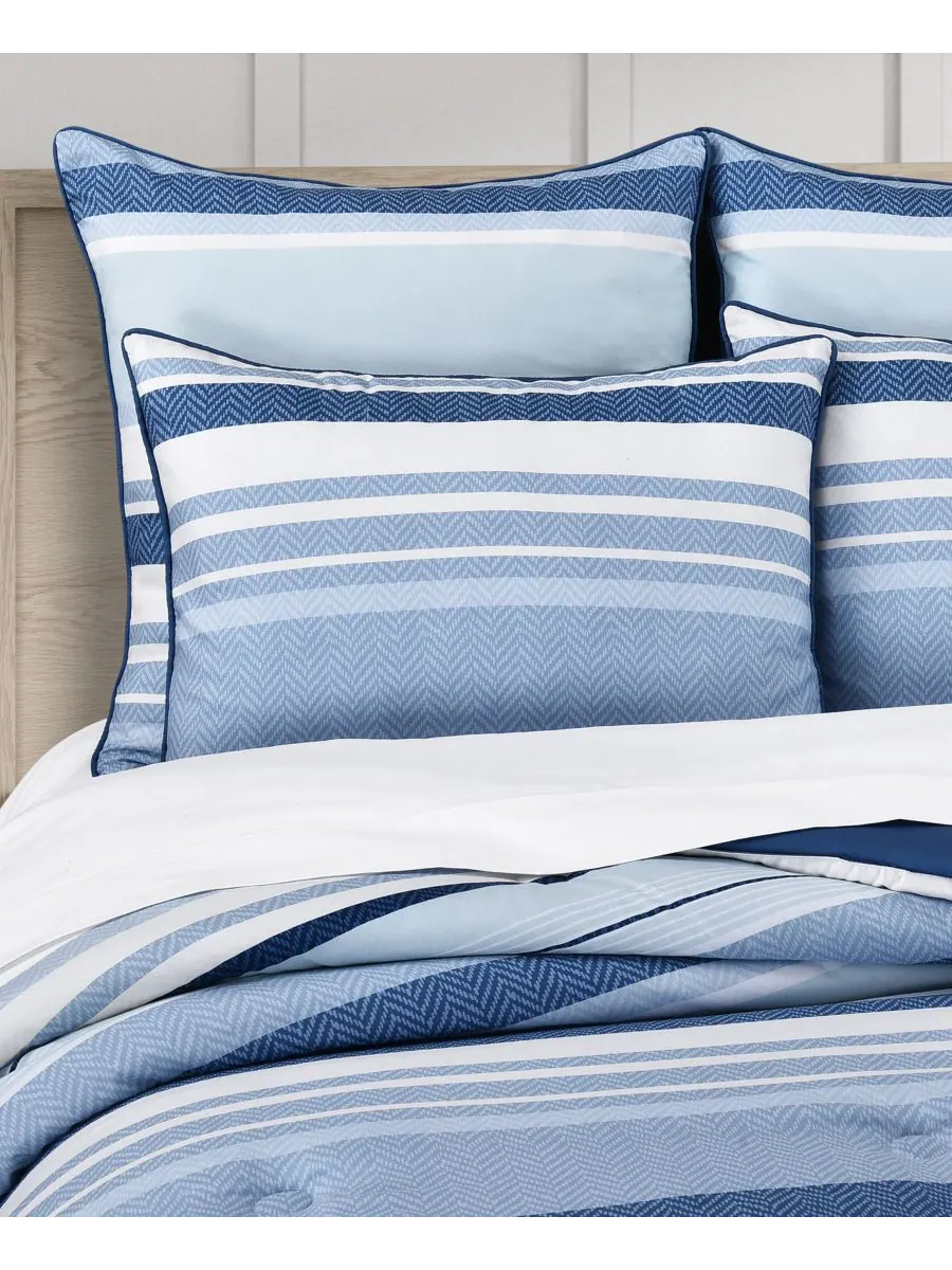 Комплект постельного белья Carson Multi-Stripe из 3 предметов, размер King/California King Royal — изображение 3 из 5, синий