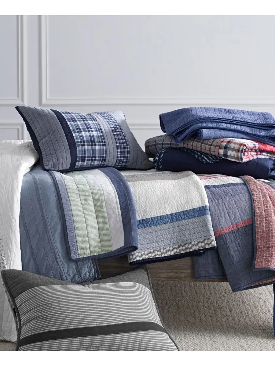 Комплект постельного белья Saltmarsh Cotton, двусторонний, 3 предмета, размер King Nautica — изображение 4 из 6, синий