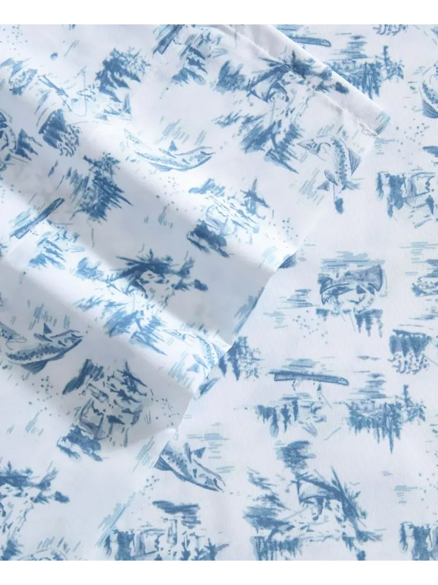 Комплект постельного белья Fish Town Toile из микрофибры с терморегулирующими свойствами, 4 — изображение 6 из 6, синий
