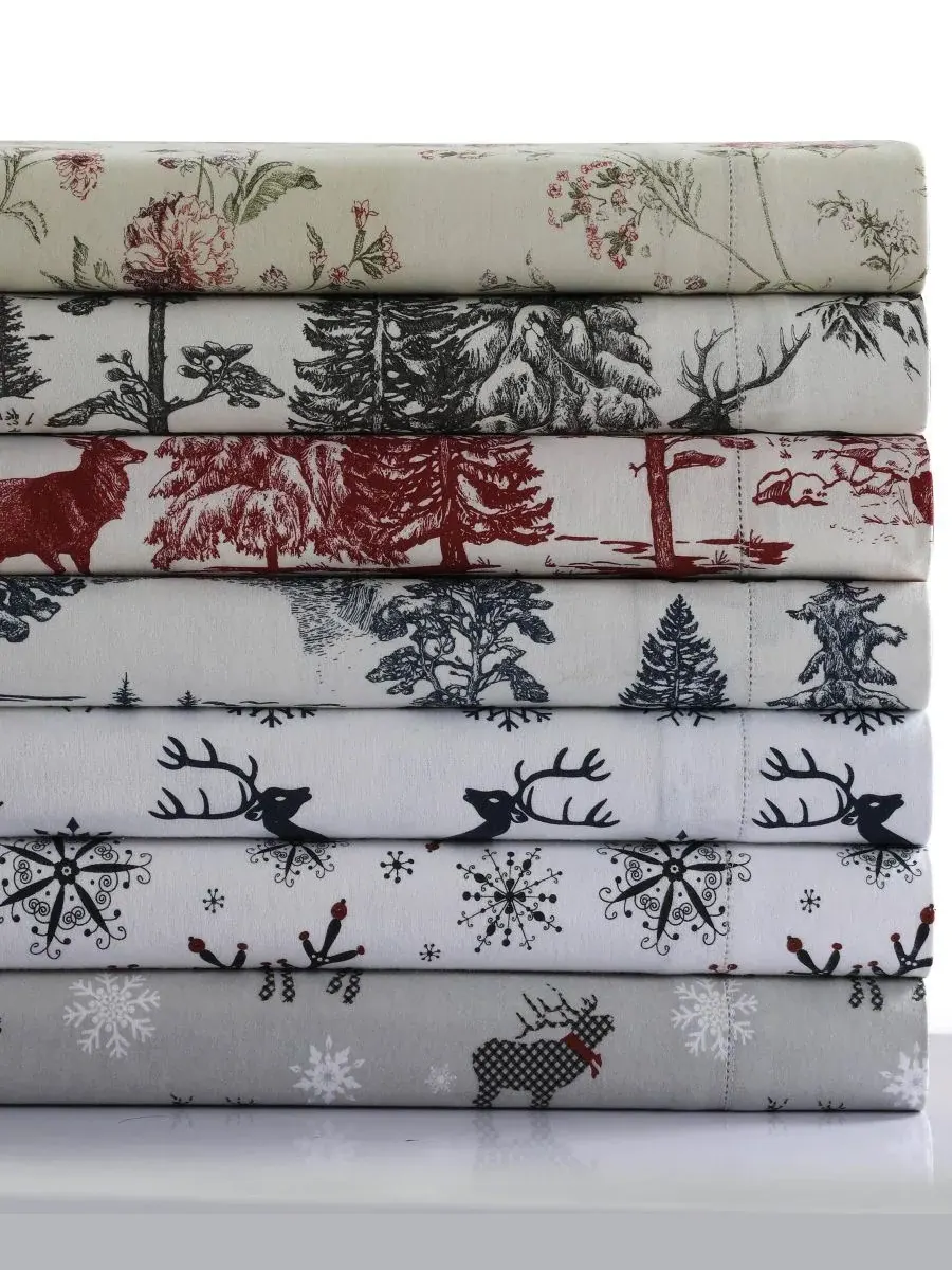 Комплект постельного белья Mountain Toile из плотной фланели с очень глубокими карманами, размер — изображение 3 из 6
