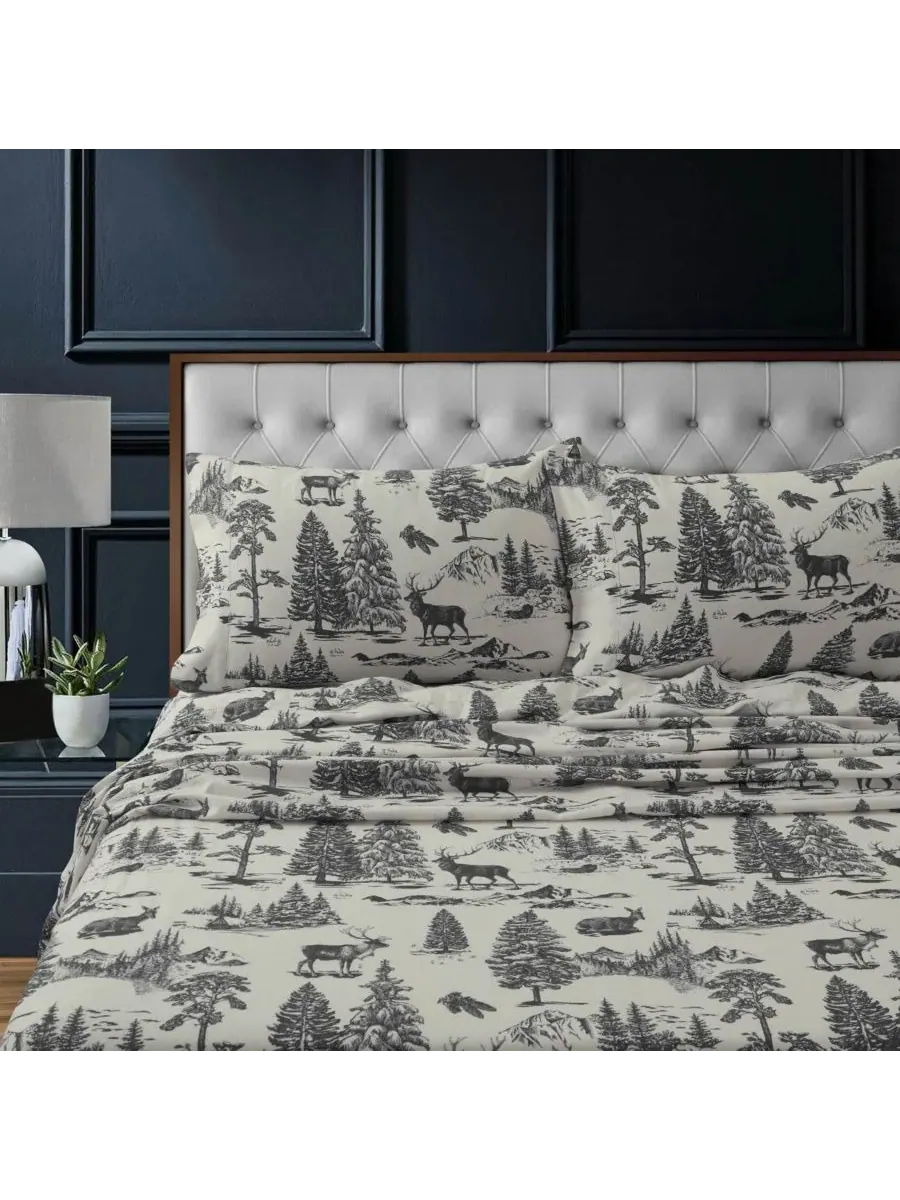 Комплект постельного белья Mountain Toile из плотной фланели с очень глубокими карманами, размер — изображение 4 из 6