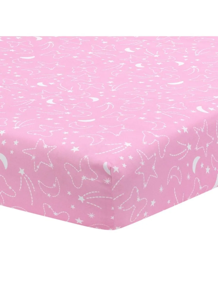 Lambs & Ivy Простыня для детской кроватки Disney Baby Minnie Mouse Pink Celestial от Disney — изображение 1 из 4, розовый