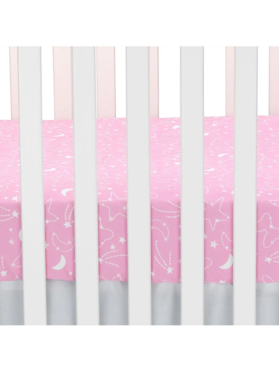 Lambs & Ivy Простыня для детской кроватки Disney Baby Minnie Mouse Pink Celestial от Disney — изображение 2 из 4, розовый