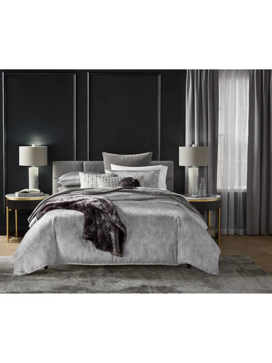 Комплект постельного белья Linear Ogee из 3 предметов, размер Full/Queen Hotel Collection — изображение 9 из 9, серебряный