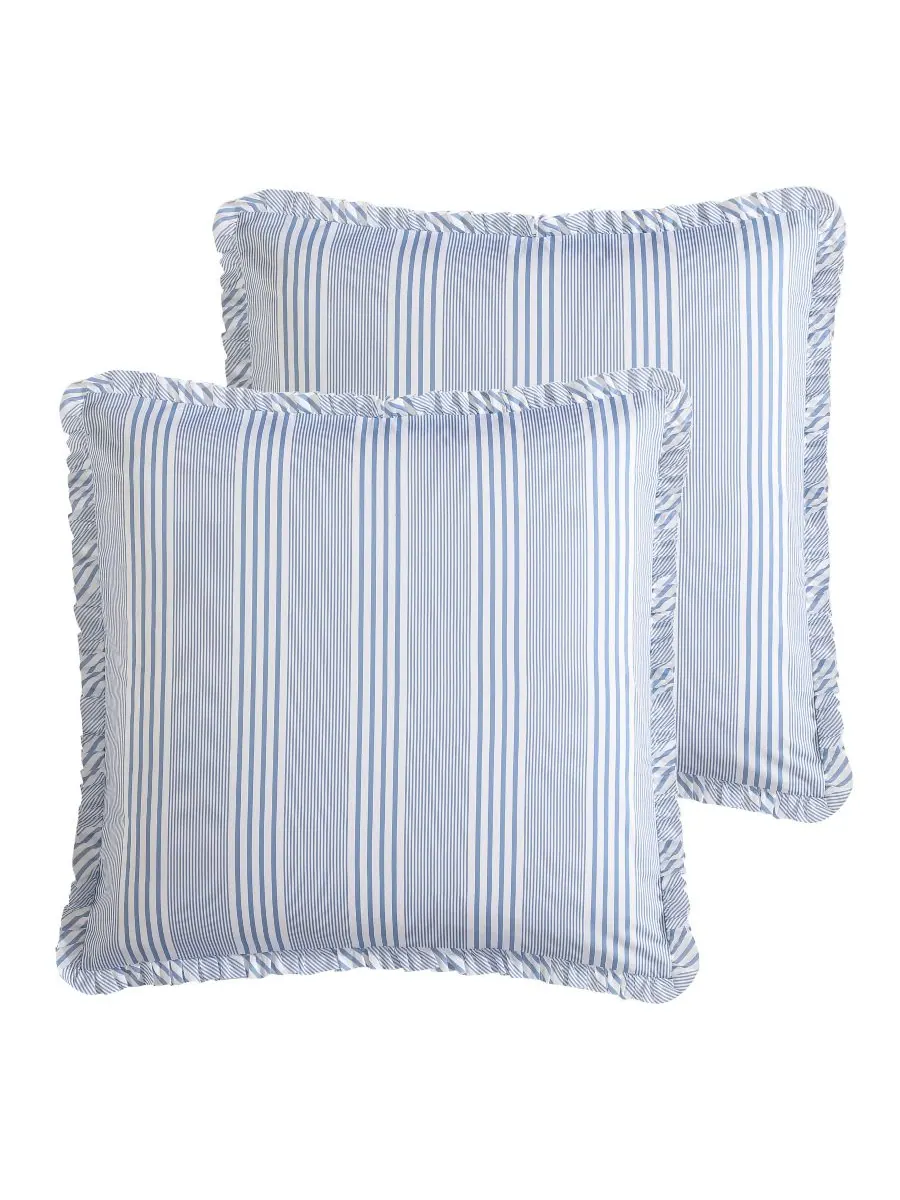 Комплект постельного белья Branch Toile из хлопка, двусторонний, 7 предметов, размер Full/Queen — изображение 9 из 10, синий