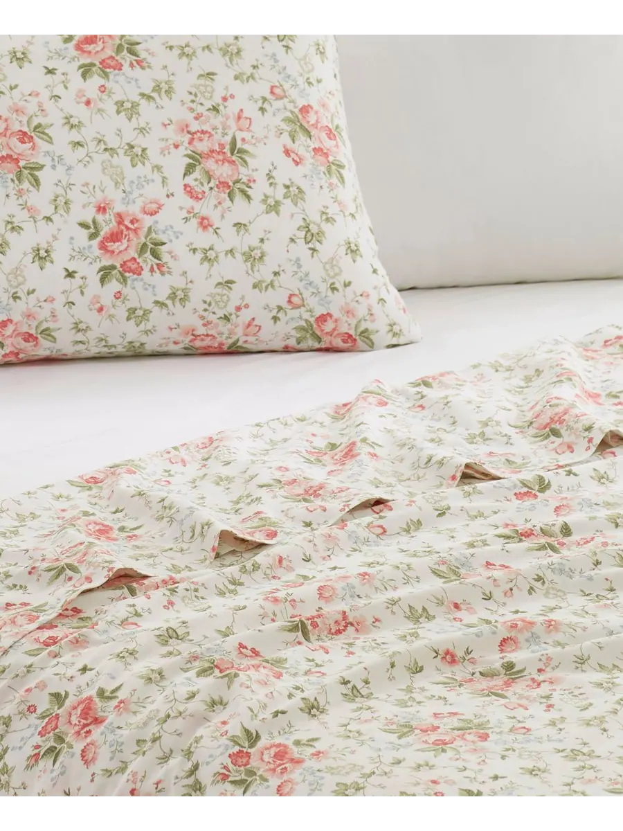 Комплект постельного белья Marissa из хлопка и перкаля, 6 предметов, размер King Laura Ashley — изображение 2 из 4, коралл