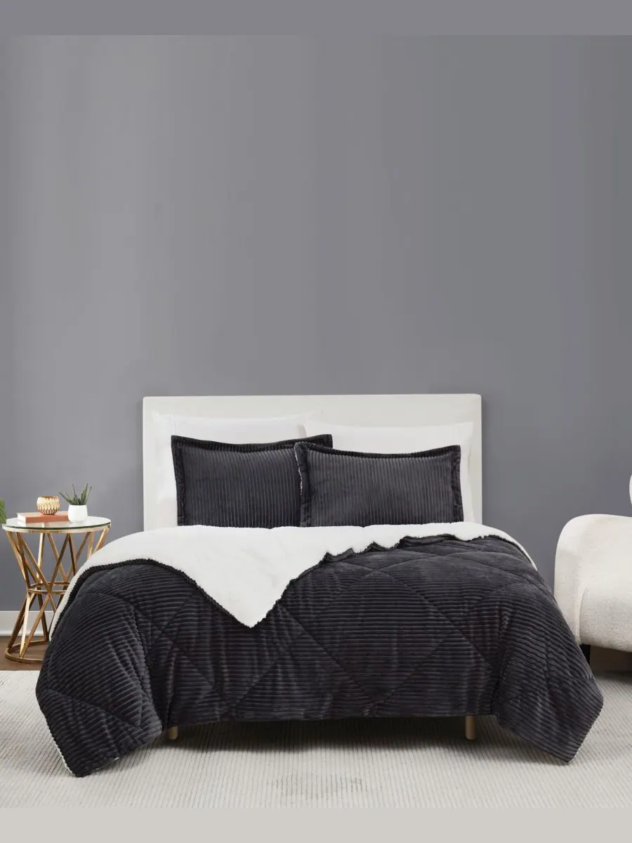 Комплект постельного белья Essential Corduroy из 2 предметов, размер Twin/Twin XL Brooklyn Loom — изображение 1 из 10, серый