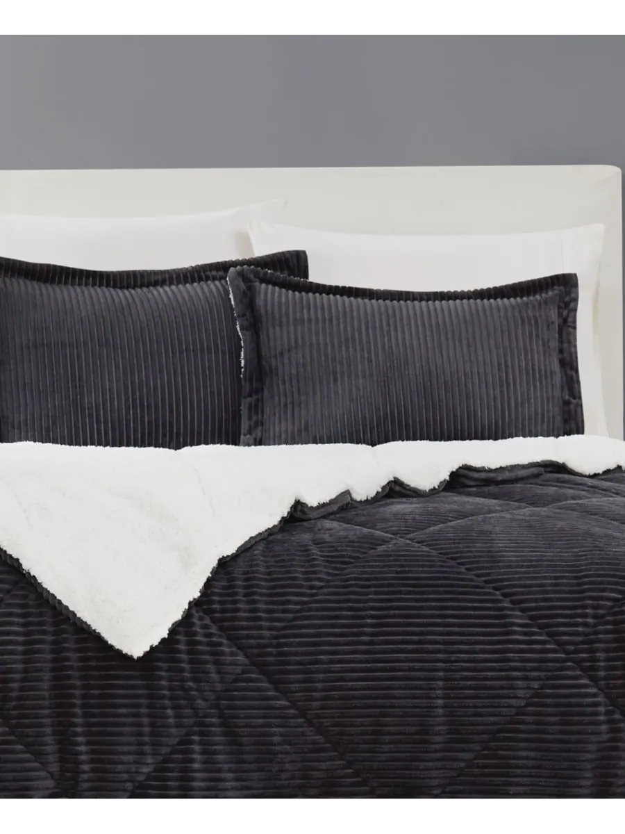 Комплект постельного белья Essential Corduroy из 2 предметов, размер Twin/Twin XL Brooklyn Loom — изображение 2 из 10, серый