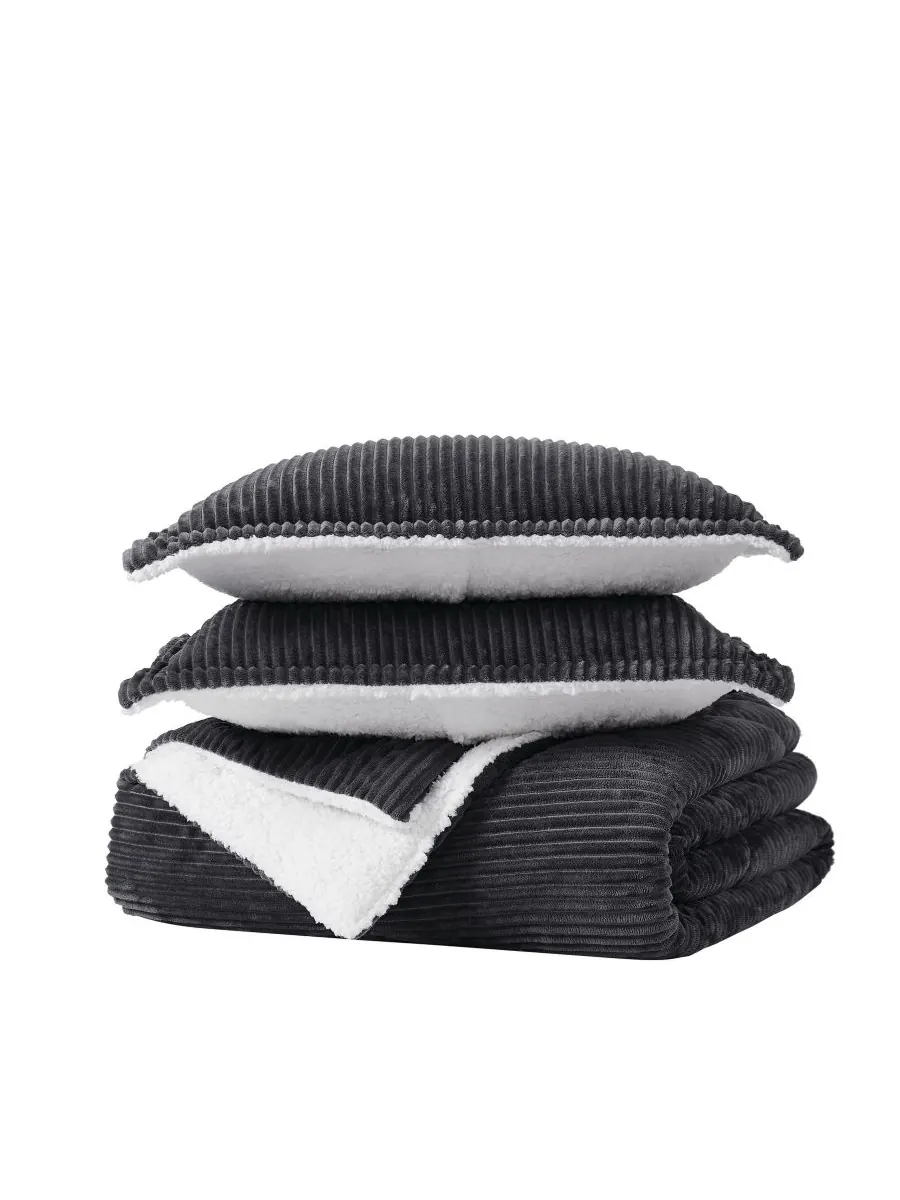 Комплект постельного белья Essential Corduroy из 2 предметов, размер Twin/Twin XL Brooklyn Loom — изображение 3 из 10, серый