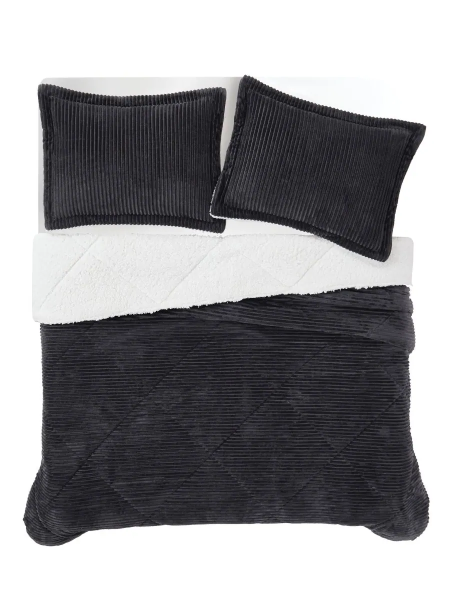 Комплект постельного белья Essential Corduroy из 2 предметов, размер Twin/Twin XL Brooklyn Loom — изображение 4 из 10, серый
