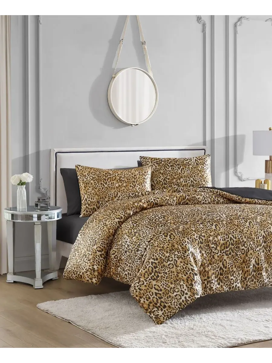 Комплект постельного белья Monica Leopard Satin, 2 предмета, двусторонний, размер Twin/Twin XL