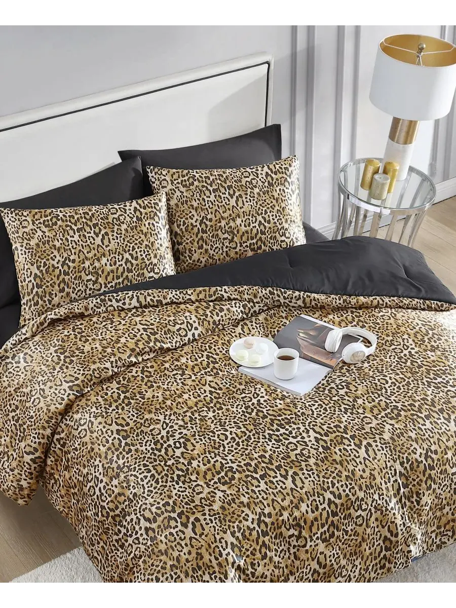 Комплект постельного белья Monica Leopard Satin, 2 предмета, двусторонний, размер Twin/Twin XL — изображение 3 из 8