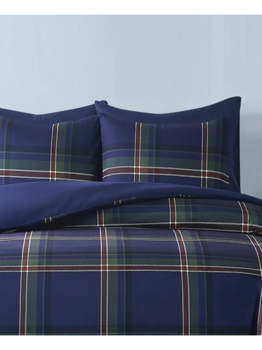 Комплект постельного белья Bronson Plaid из 2 предметов, размер Twin/Twin XL Truly Soft — изображение 2 из 5, темно-синий