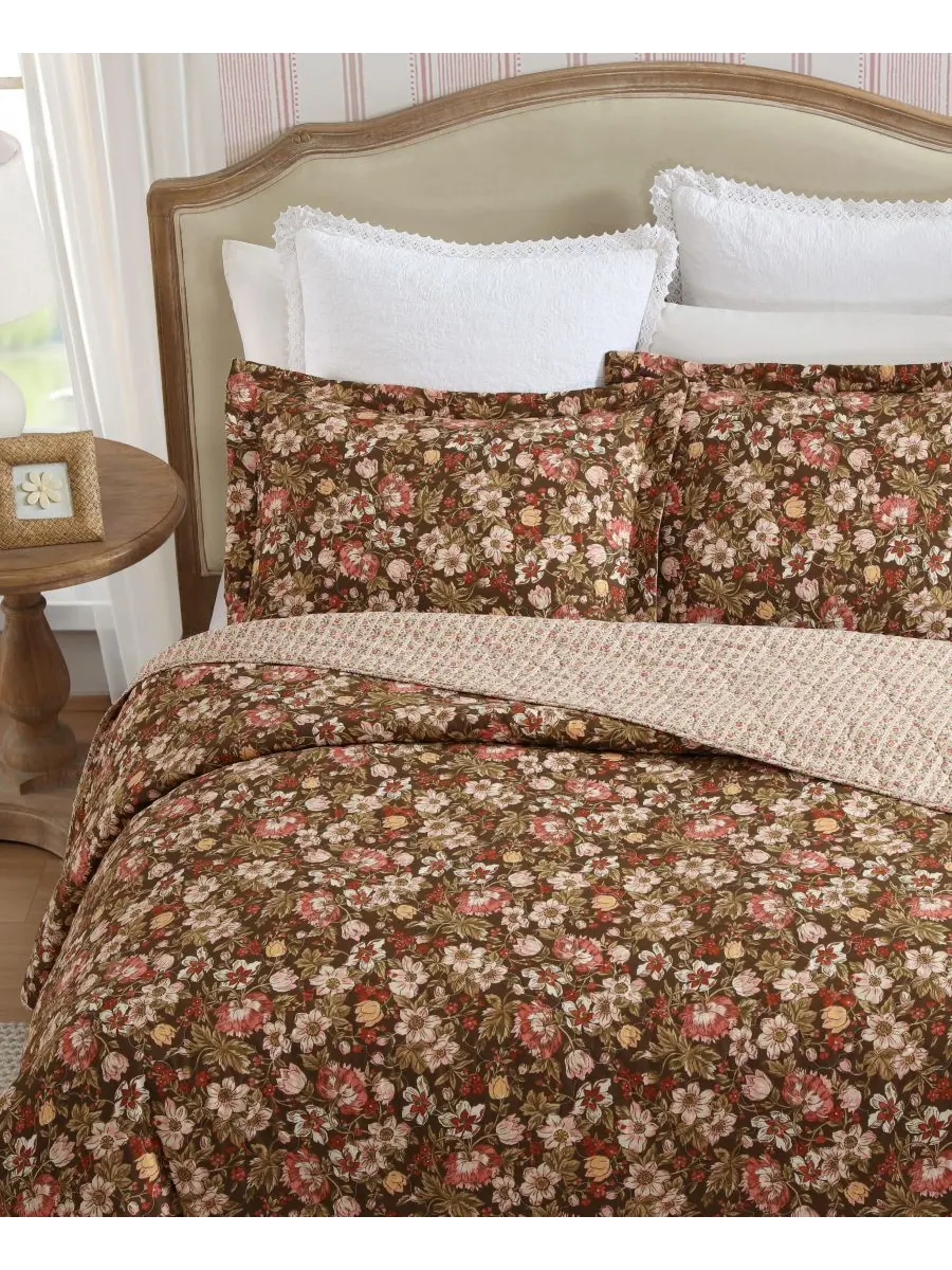 Двусторонний комплект постельного белья Marta, 2 предмета, размер Twin Laura Ashley — изображение 3 из 10, коричневый
