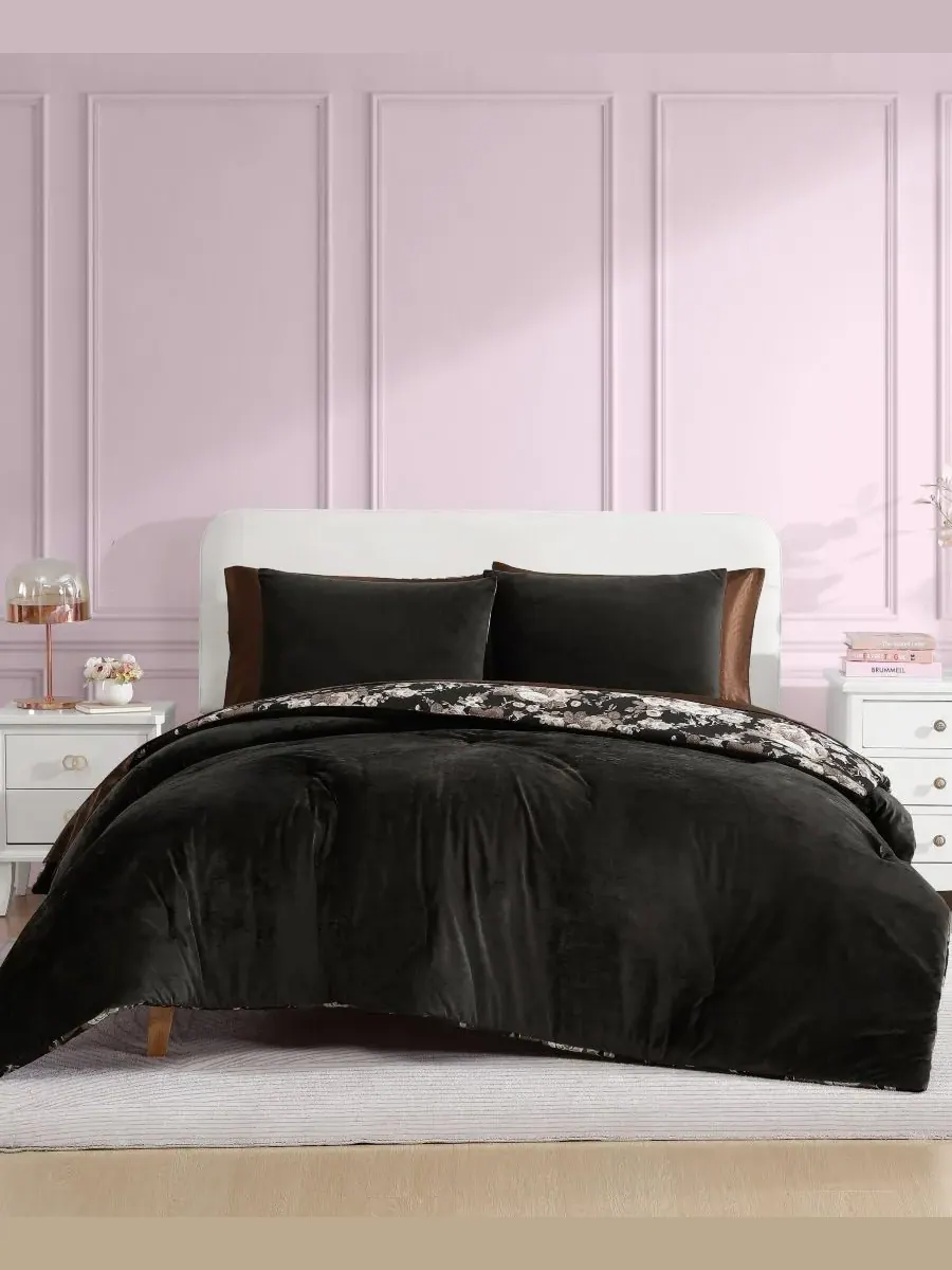 Комплект постельного белья из 3 предметов, однотонный бархат, размер Full/Queen Betsey Johnson
