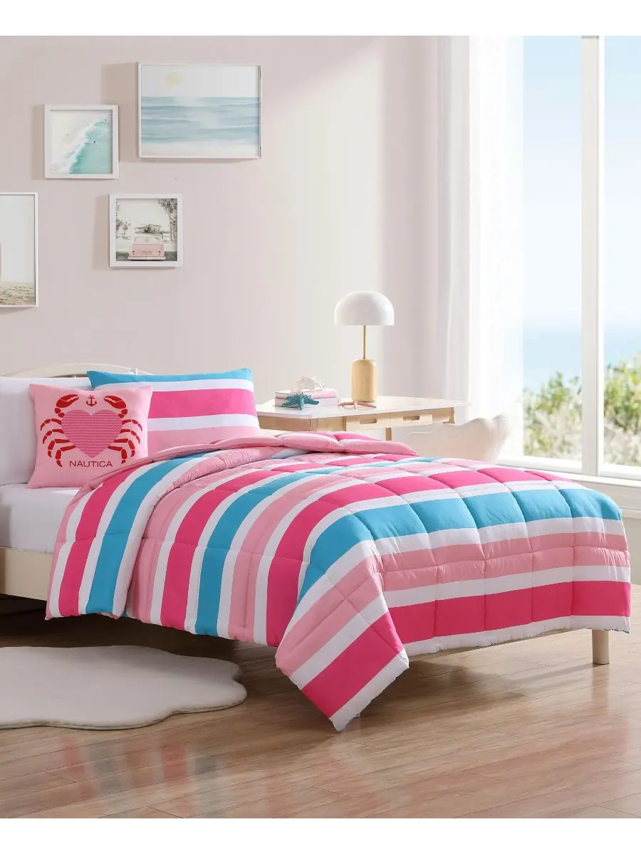 Комплект постельного белья Cru Stripe из микрофибры, 4 предмета, размер Full/Queen Nautica — изображение 2 из 10