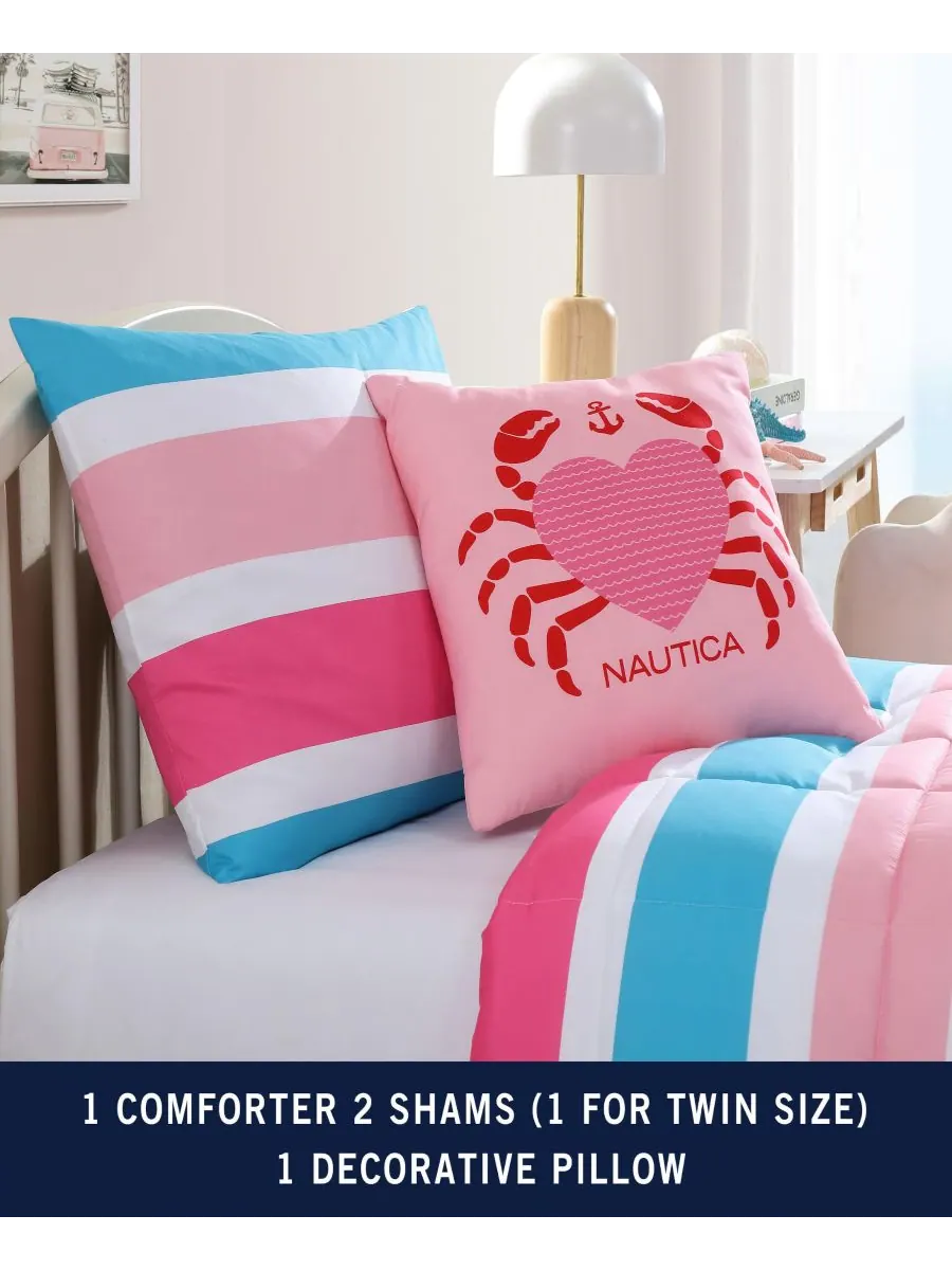 Комплект постельного белья Cru Stripe из микрофибры, 4 предмета, размер Full/Queen Nautica — изображение 10 из 10