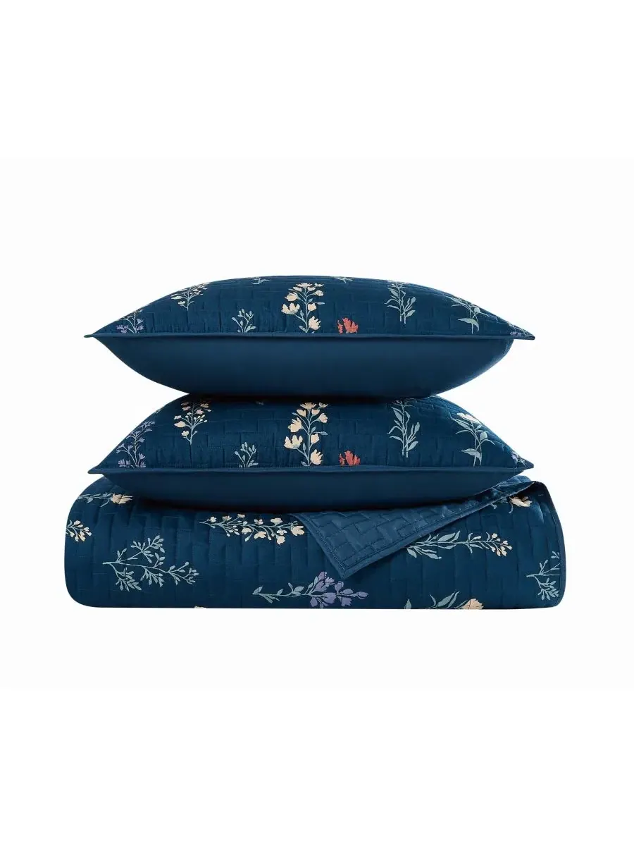 Комплект стеганого покрывала Avery Floral 2-предметный, Twin/Twin XL Cannon — изображение 4 из 5, синий