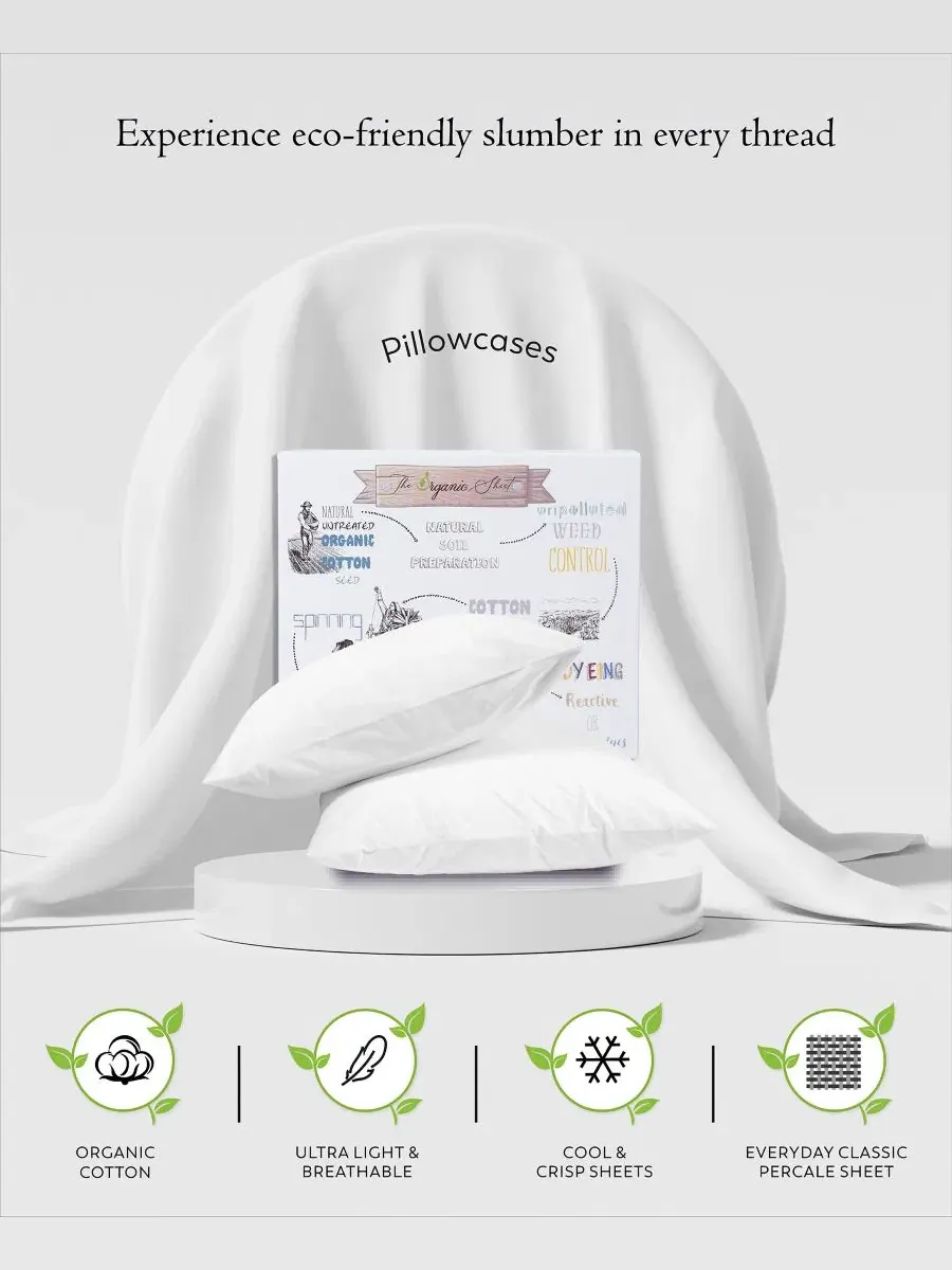 Комплект наволочек из хлопкового перкаля Ultra-Light Cool Crisp Purity Home — изображение 6 из 6, темно-синий
