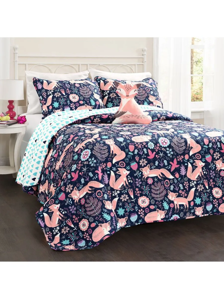 Детский комплект постельного белья "Фея Лисица" из 3 предметов, размер Twin Lush Décor — изображение 8 из 9, темно-синий