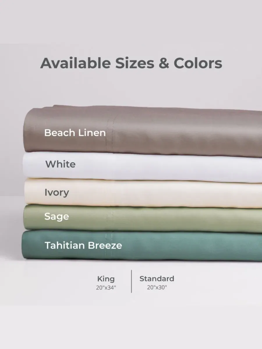 Комплект из 2 наволочек из вискозы Classic Twill, стандарт — изображение 8 из 9, белый