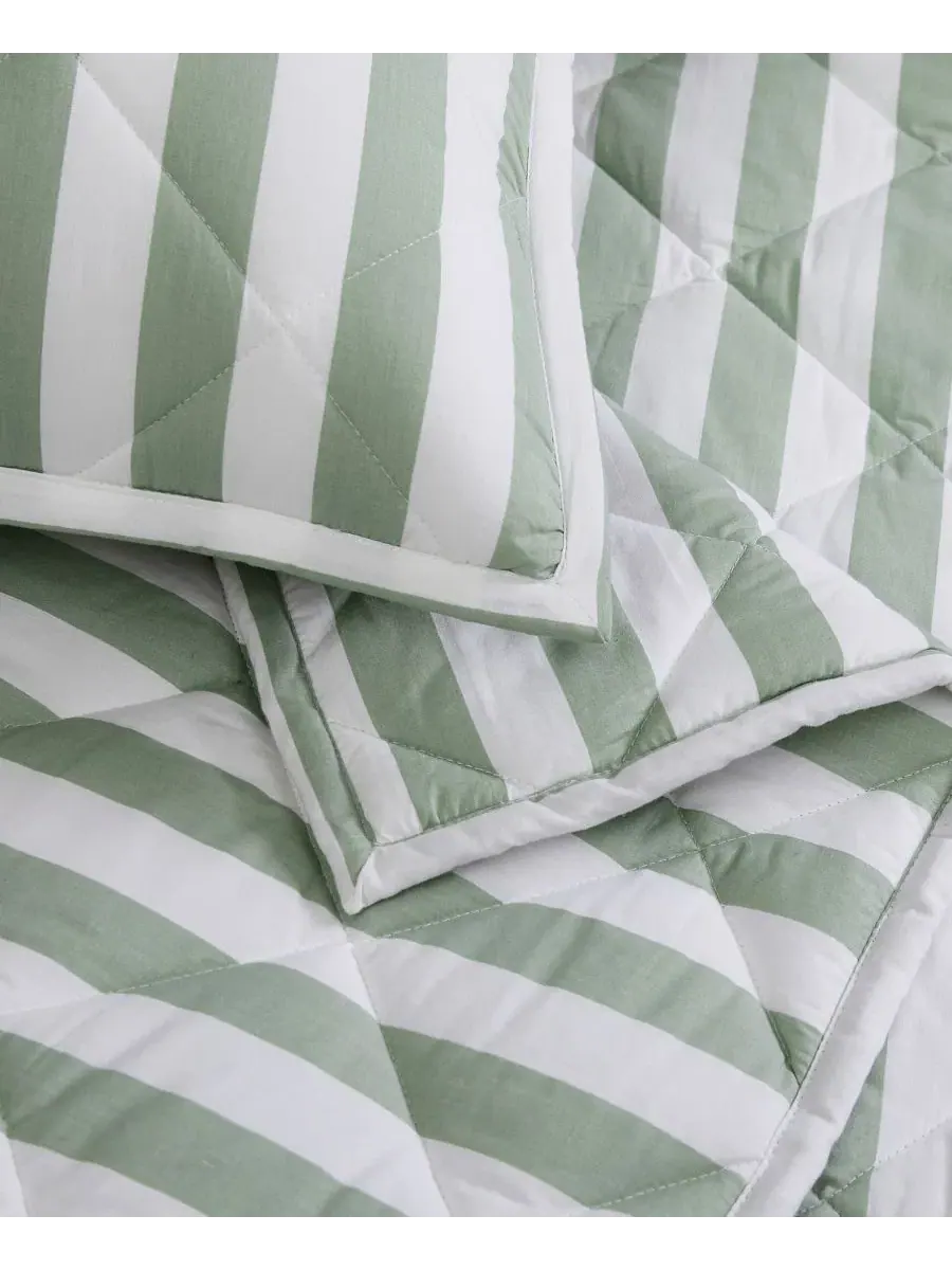 Комплект стеганого покрывала Levi Stripe, 3 предмета, Full/Queen Brooklyn Loom — изображение 6 из 6, белый зеленый