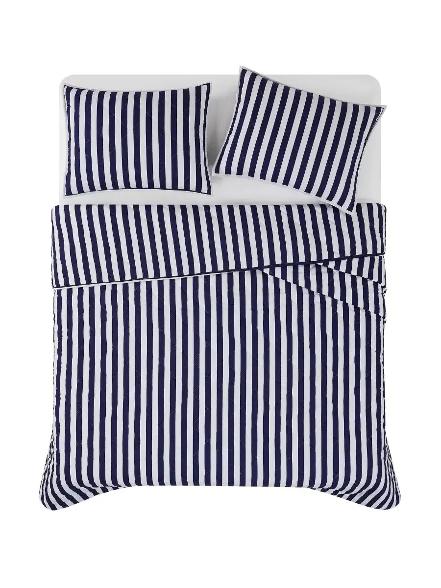 Комплект стеганых одеял Levi Stripe, 3 предмета, full/queen Brooklyn Loom — изображение 4 из 6, белый темно-синий