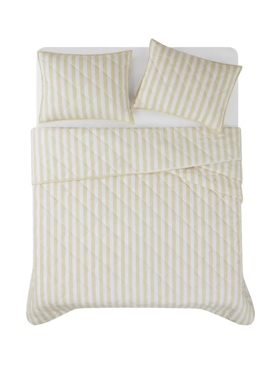 Комплект стеганого покрывала Levi Stripe, 3 предмета, Full/Queen Brooklyn Loom — изображение 4 из 6, белый слоновая кость