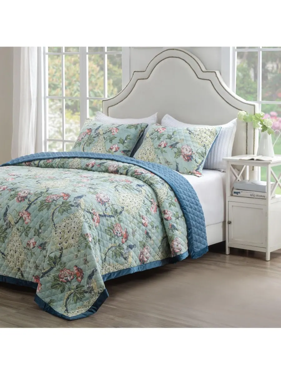 Комплект постельного белья Pavona из 2 предметов, размер Twin/Twin XL Greenland Home Fashions — изображение 2 из 6, зеленый