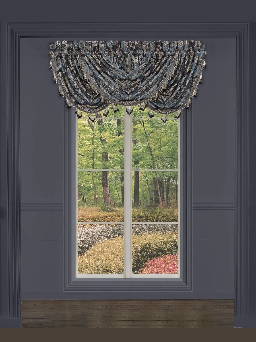 Декоративный ламбрекен Middlebury Window Waterfall Valance, 84 см x 124 см J Queen New York — изображение 1 из 4, синий