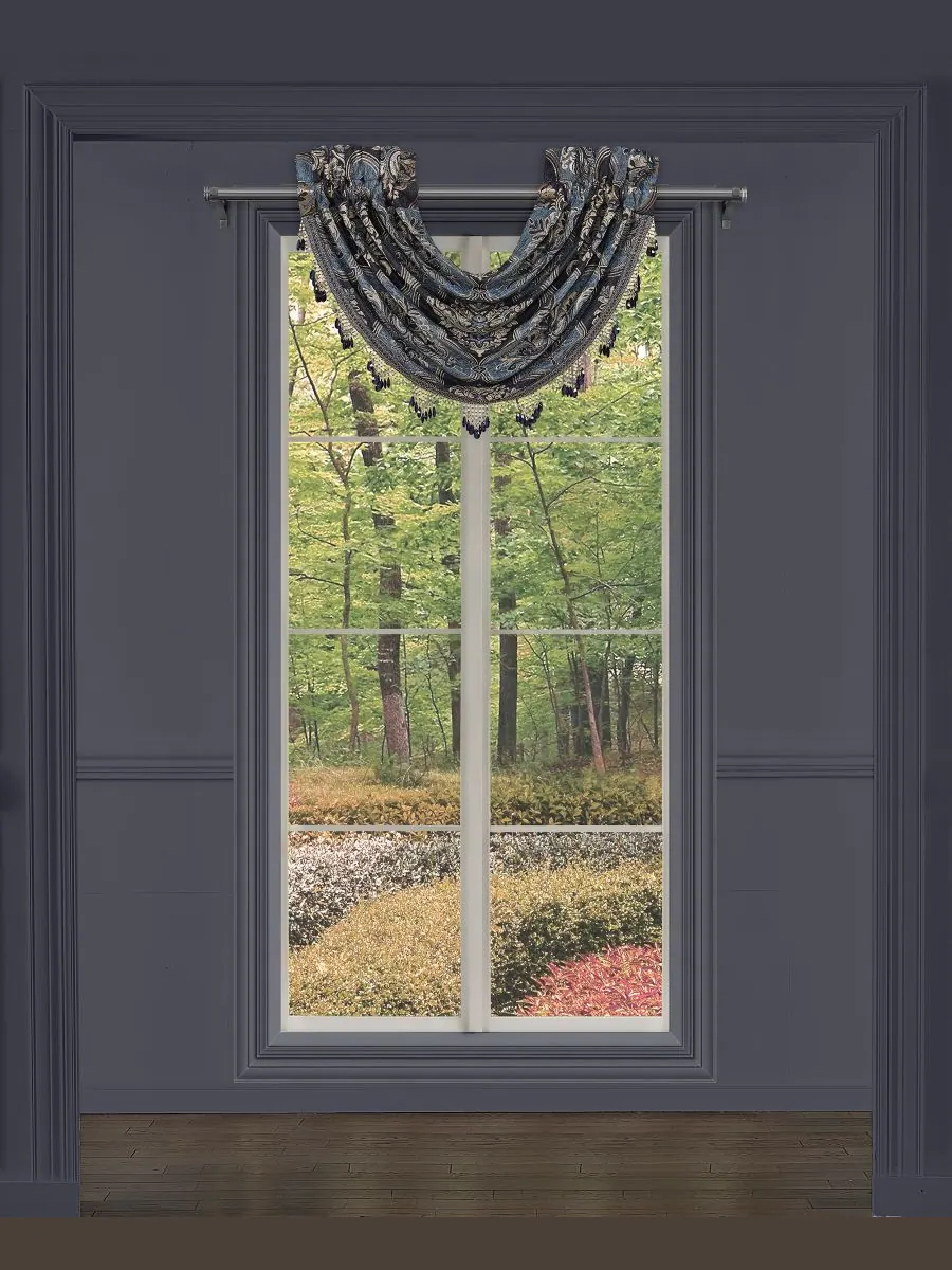 Декоративный ламбрекен Middlebury Window Waterfall Valance, 84 см x 124 см J Queen New York — изображение 2 из 4, синий