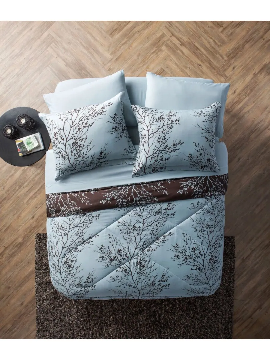 Комплект постельного белья Leaf из 8 предметов, размер Queen VCNY Home — изображение 4 из 8, синий