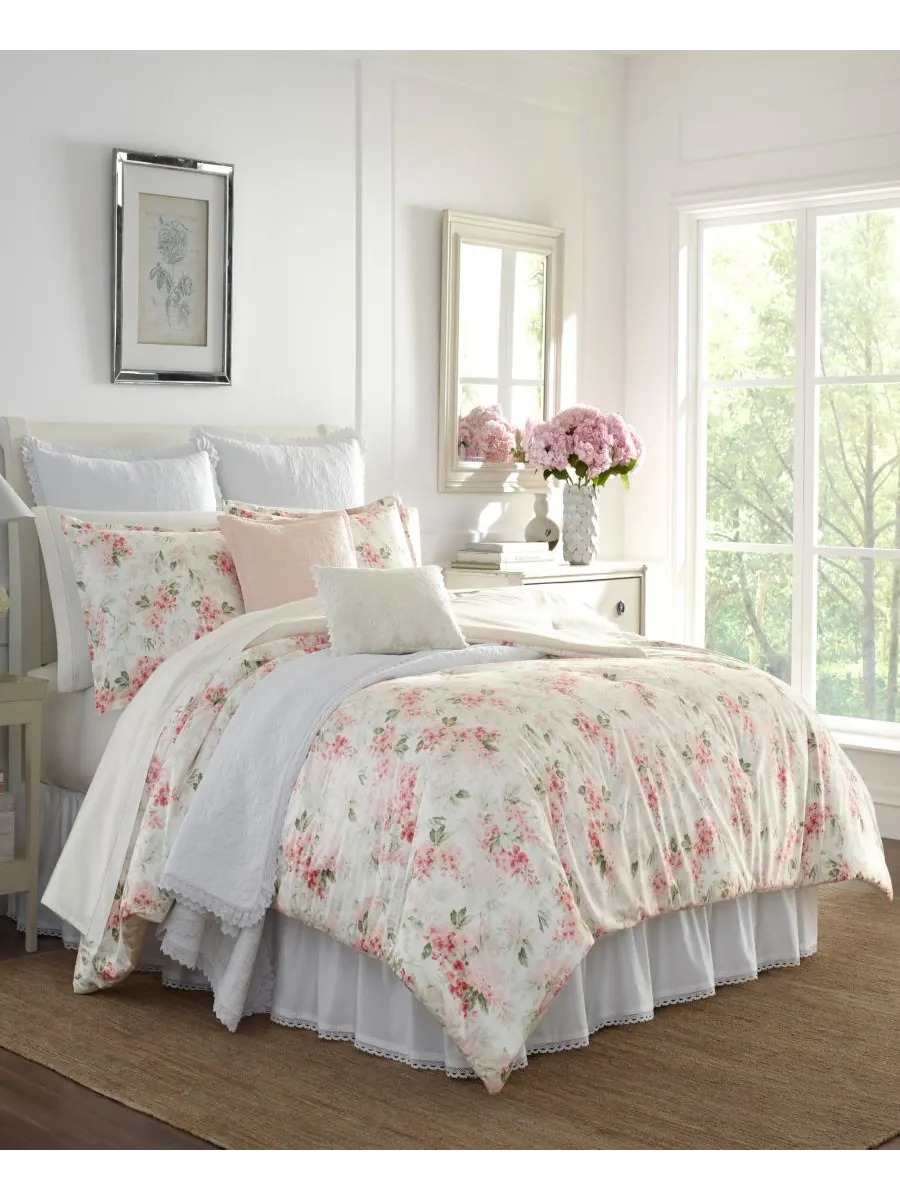 Комплект постельного белья «Велюр с узором «Глициния», размер Twin» Laura Ashley — изображение 1 из 4, пудровый розовый