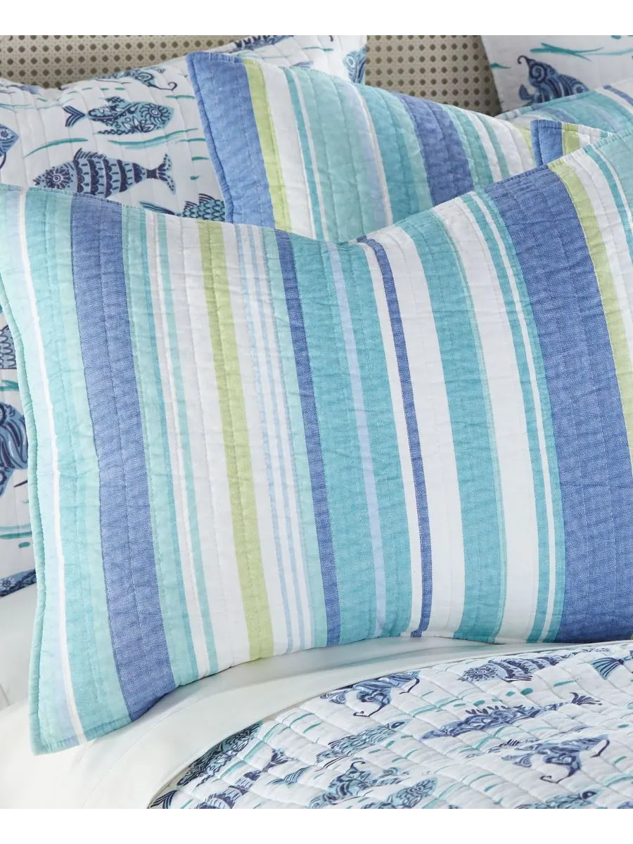 Комплект постельного белья Laida Beach Whimsical Fish, двусторонний, 2 предмета, размер Twin Levtex — изображение 3 из 3