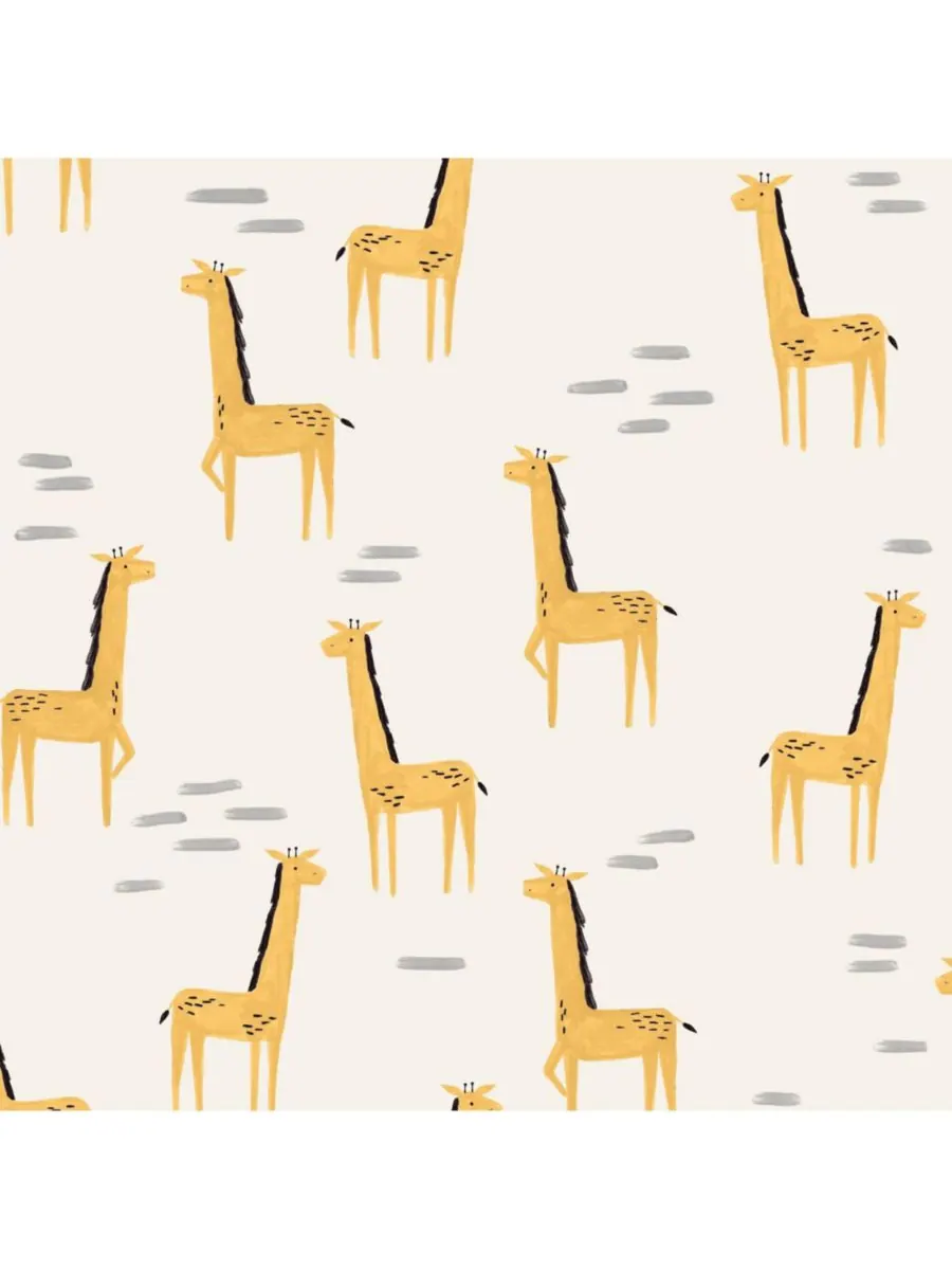 Простыня для детской кроватки Baby Signature Giraffe из органического хлопка, бело-желтая Lambs & — изображение 3 из 4, белый