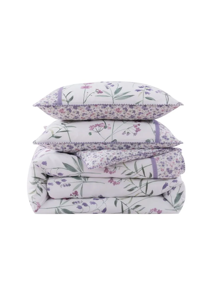 Комплект постельного белья Nola Floral из 4 предметов, размер King Royal Court — изображение 2 из 7, фиолетовый