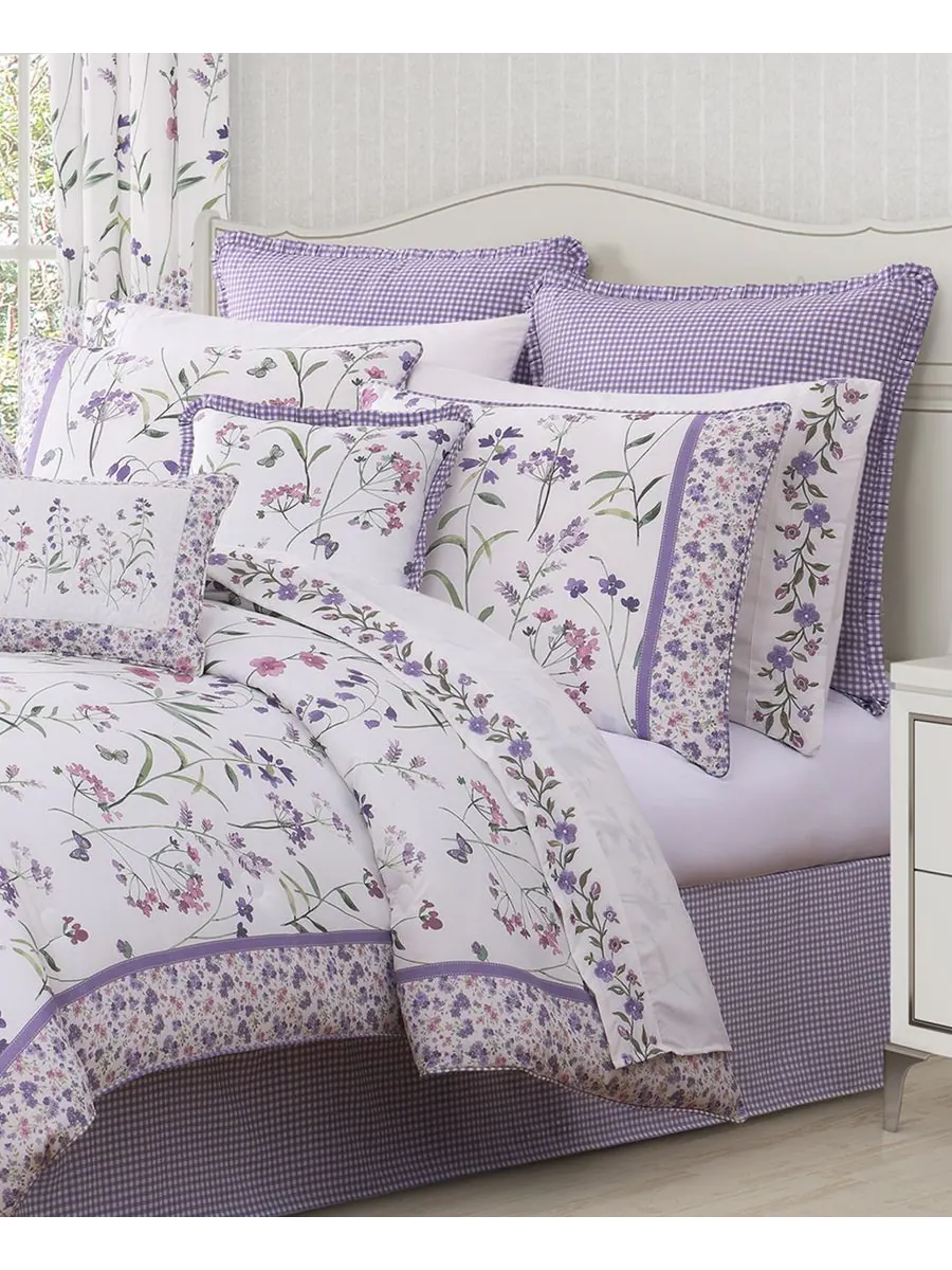 Комплект постельного белья Nola Floral из 4 предметов, размер King Royal Court — изображение 4 из 7, фиолетовый