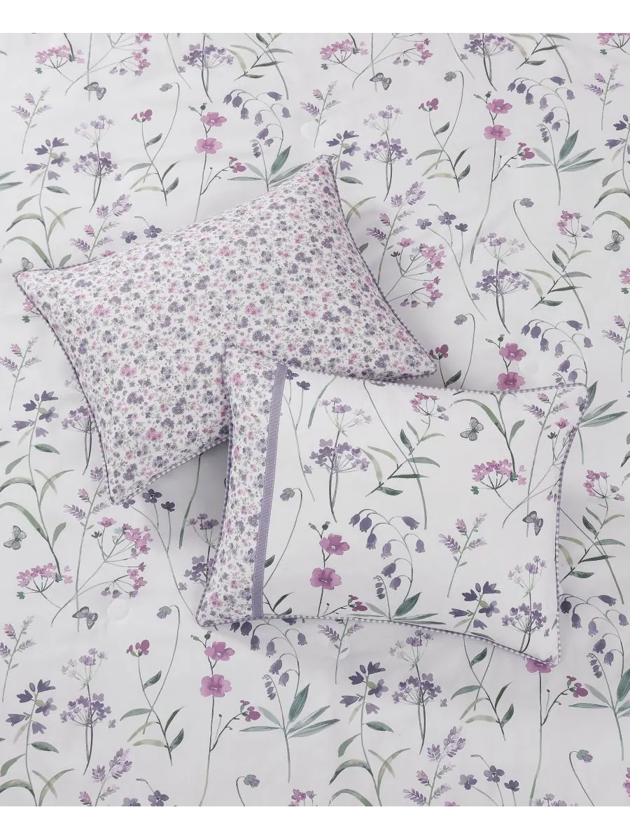 Комплект постельного белья Nola Floral из 4 предметов, размер King Royal Court — изображение 5 из 7, фиолетовый