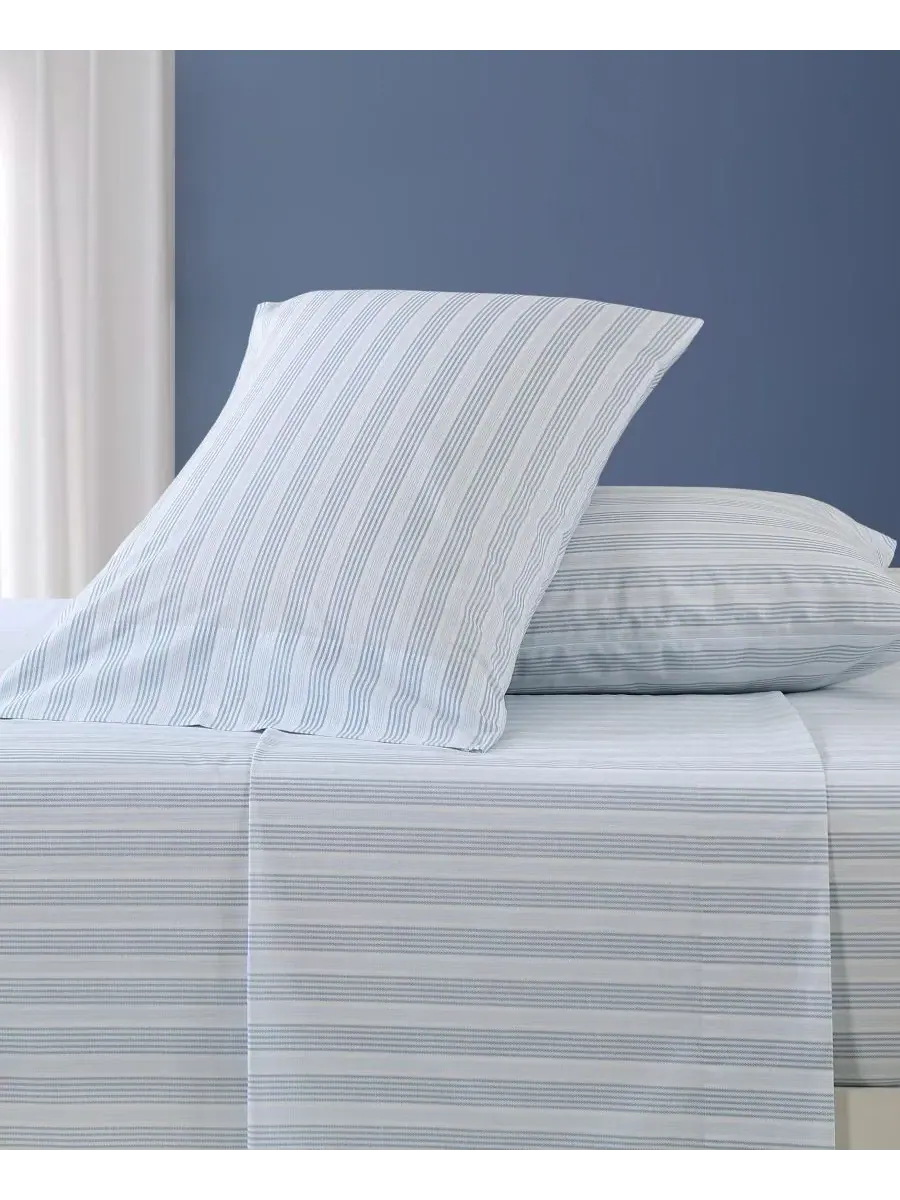 Комплект постельного белья из хлопкового перкаля Taylorur Stripe Nautica, белый, размер Twin — изображение 2 из 4