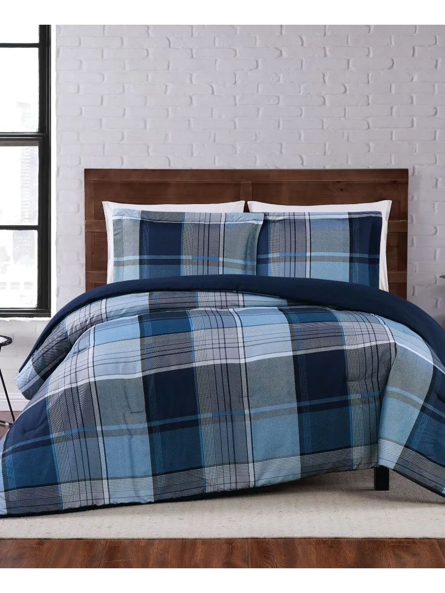 Комплект постельного белья Trey Plaid из 2 предметов, размер Twin XL Truly Soft — изображение 1 из 3, синий