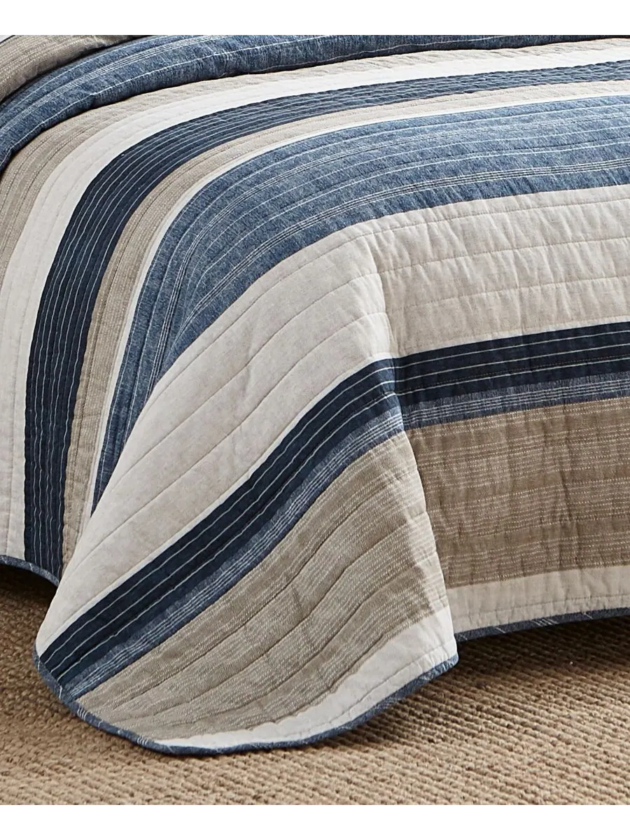 Комплект из 3 двусторонних хлопковых стеганых одеял Ridgeport Blue, размер Full/Queen Nautica — изображение 5 из 8