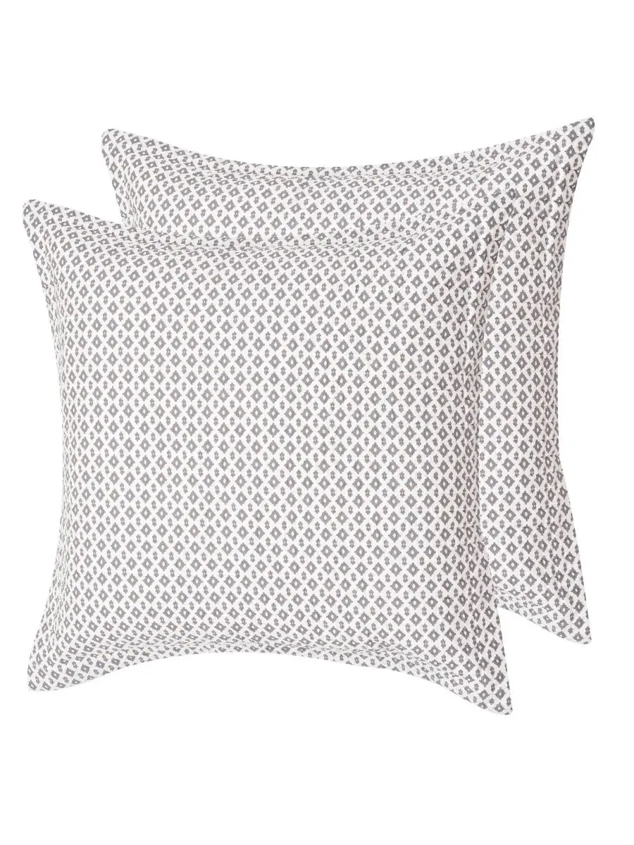 Наволочка-евро 26x26 см, стеганая, с принтом Diamond Mosaic, комплект из 2 шт. Levtex Home — изображение 1 из 3, белый/серый
