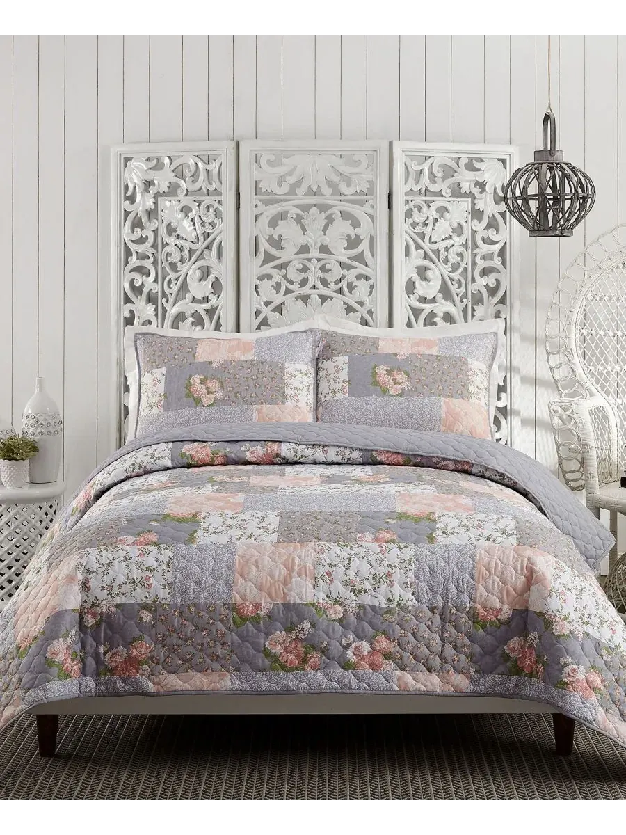 Комплект стеганого покрывала La Flor Patchwork Modern Heirloom — розовый