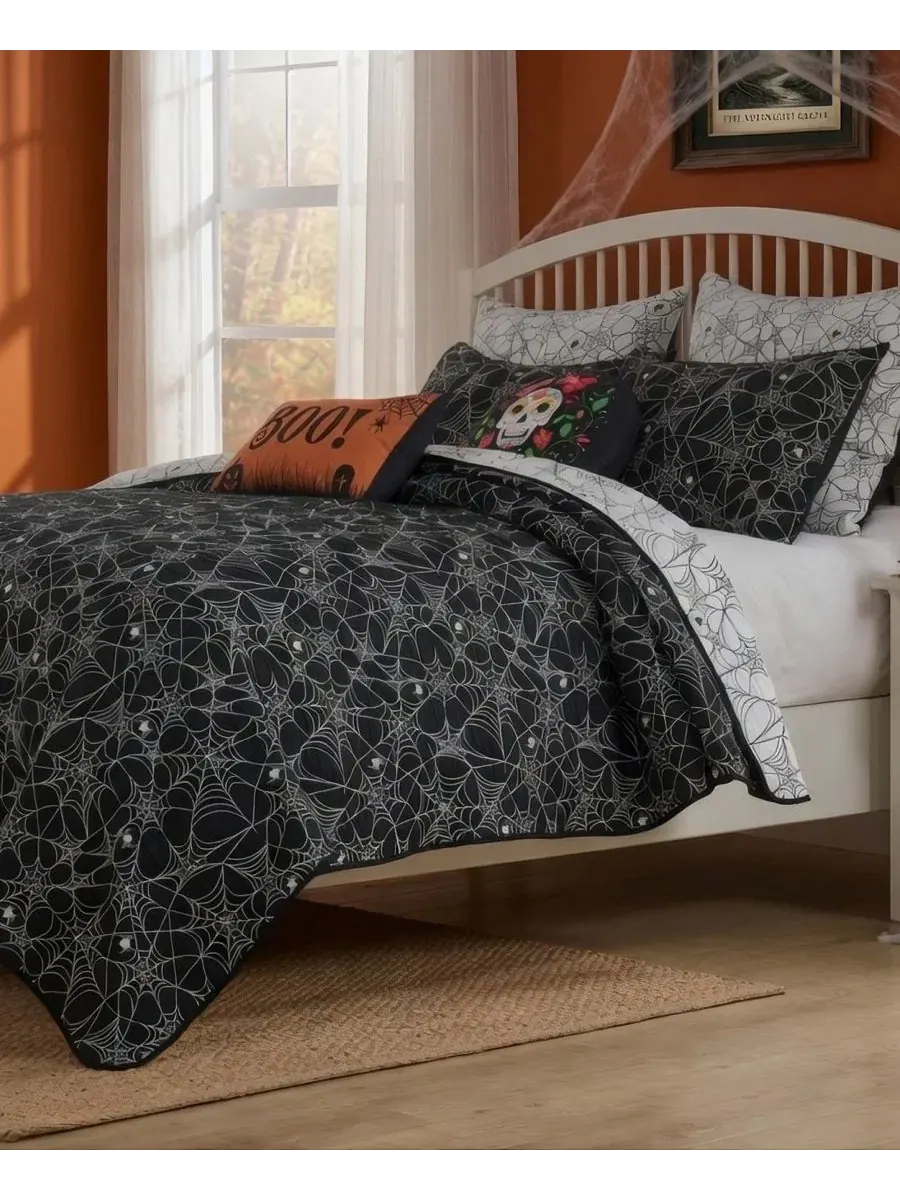 Покрывало жаккардовое Spinderella 2-предметный комплект Twin Greenland Home Fashions — изображение 2 из 6, черный