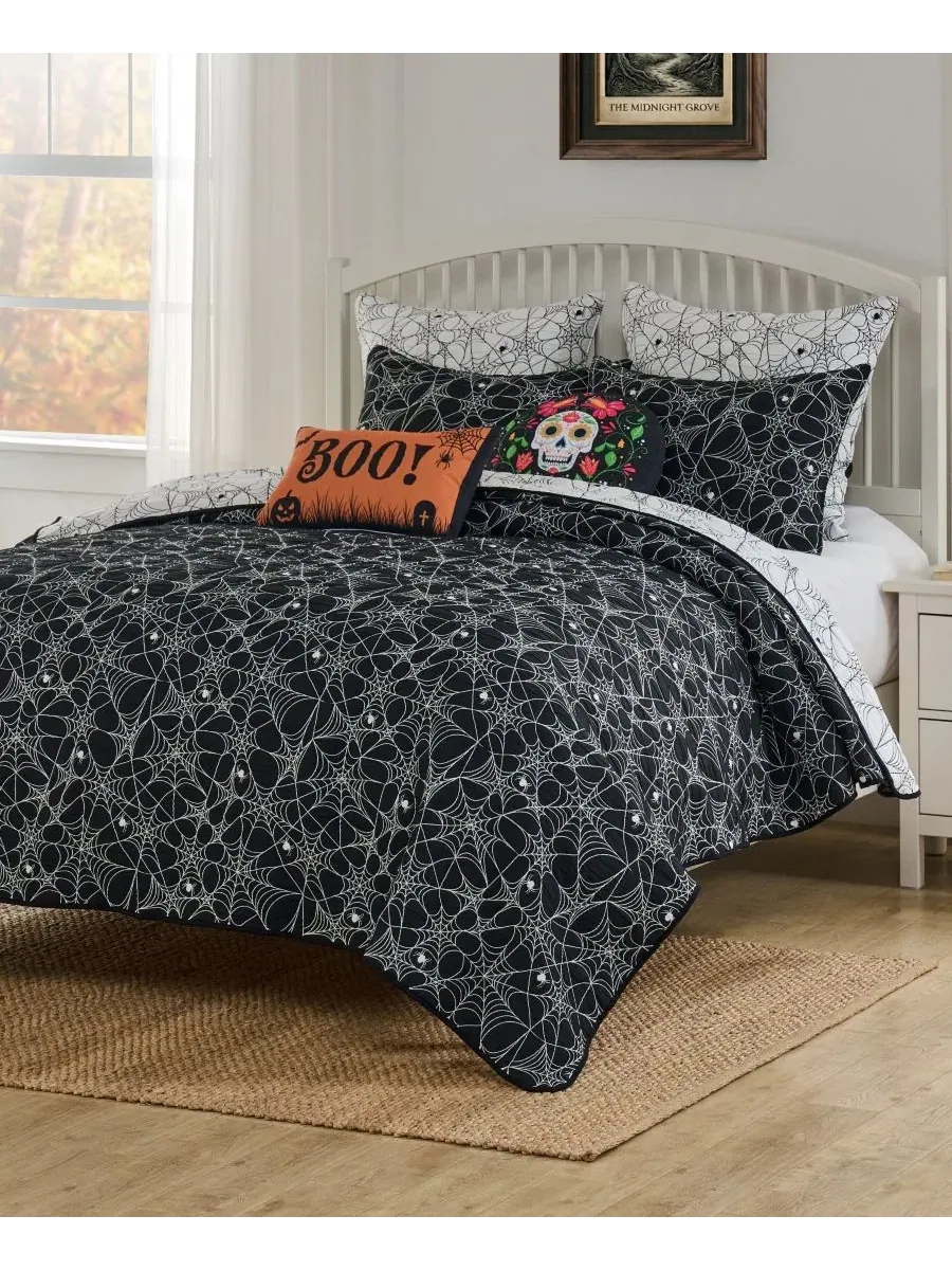 Покрывало жаккардовое Spinderella 2-предметный комплект Twin Greenland Home Fashions — изображение 6 из 6, черный